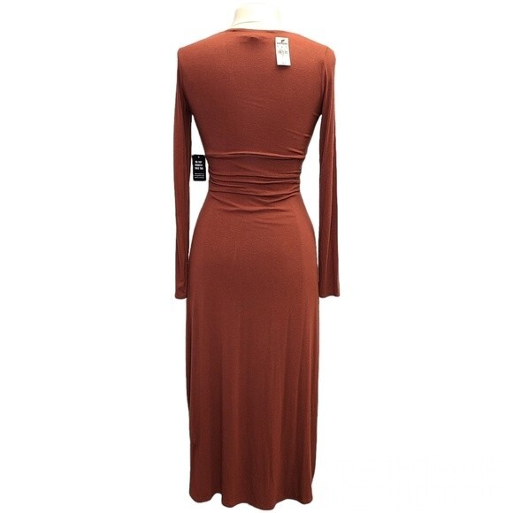 NWT EXPRESS Long Sleeve Cross Front Knit Comfortable Casual Night Midi Dress S - Picture 2 of 13